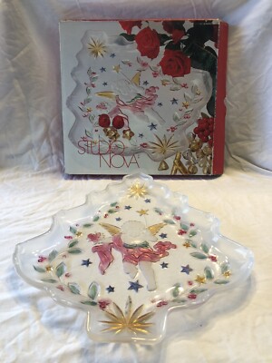 Studio Nova Angel's Wish Christmas Tree Shaped Crystal Platter Tray Stained-image