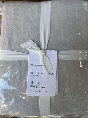 Pottery Barn Belgian Flax Linen Duvet - Full/Queen F/Q - Soft Gray - New-image