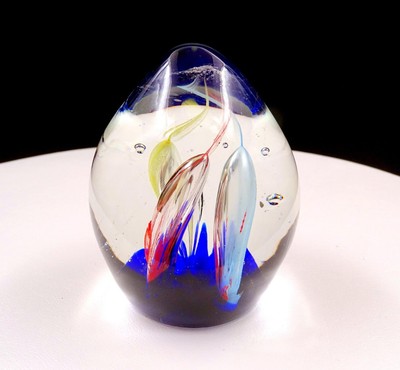 STUDIO ART GLASS MULTI-COLORED TUBES EGG SHAPED 3 3/4