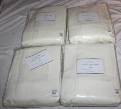 Lot 4 NEW Pottery Barn Foundations Textured Drapes Curtains Rideau Tie Top 50x96-image