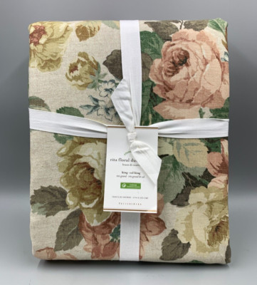 Pottery Barn Rita Floral Duvet Cover Beige Multi King Cal King #N8-image