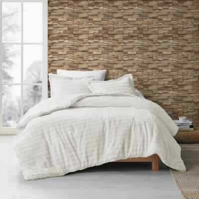 Madison Park 3-PC Amara Faux Fur Comforter Set, Ivory, California KING-image