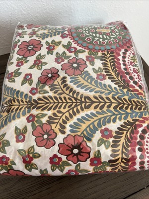 Pottery Barn Duvet Naturals Annabelle Full/ Queen Multi Color Floral-image