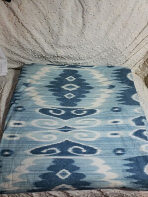 POTTERY BARN BLUE & WHITE TROPICAL Blue SWIRL COTTON DUVET COVER FULL/QUEEN-image