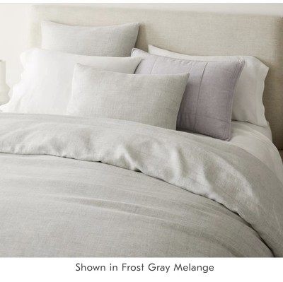West Elm European Flax Linen Duvet Cover Frost Gray Full/Queen-image