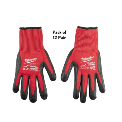 Milwaukee 48-22-8932 Cut Level A3 Dipped Gloves - LARGE - Pack of 12-image