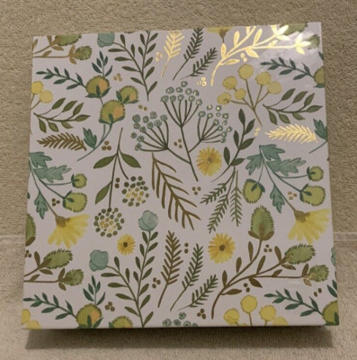 Punch Studio YELLOW & BLUE FLORAL Hinged Gift / Storage Box w/Magnetic Lid-EUC-image