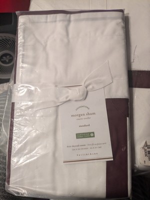 Pottery Barn Queen White Pearl Organic Cotton Percale Duvet  Shams 400 Count New-image