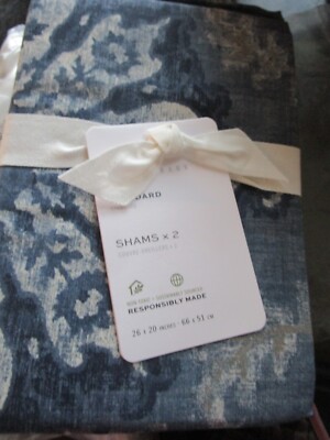 2 Pottery Barn Giovanna Percale  percale standard shams blue New-image