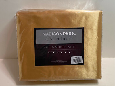 Madison Park Essentials 6 pc. Satin Sheet Set Queen size in Gold color (NEW)-image