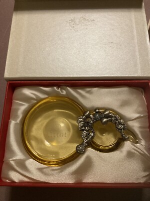 TITTOT Amber Art Glass Liuli PEAR shaped Sushi Sauce Dish New In Box-image