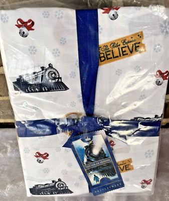 Pottery Barn Polar Express Movie TWIN SIZE Sheet and Pillowcase 3 PC  NEW-image