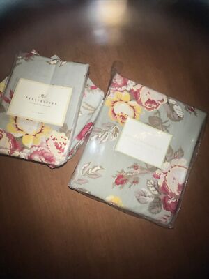 PotteryBarn Cottage Floral King Duvet W/4 Euro Shams, 3 Shams W/O Packaging-image