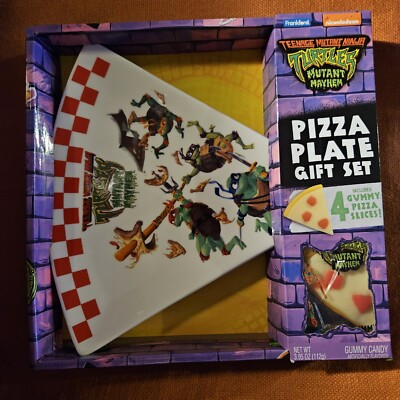 TMNT  Mayhem Pizza Shaped Porcelain Plate Gift, With Gummies Exp 10/24-image