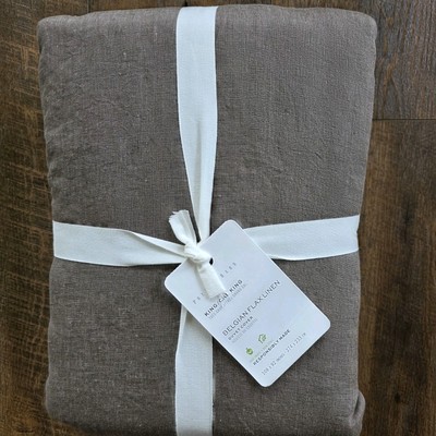 POTTERY BARN BELGIAN FLAX LINEN DUVET COVER ~ KING/CAL KING ~ CAFE NOIR (BROWN)-image