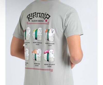 Rip N Dip Grey Sushi Menu T-Shirt -L - NWOT-image