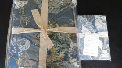 NEW Pottery Barn Dahlia Floral Botanical KING Duvet & Sham BLUE-image