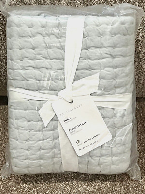 NEW Pottery Barn Pick-Stitch Handcrafted Euro Sham, Porcelain Blue-image