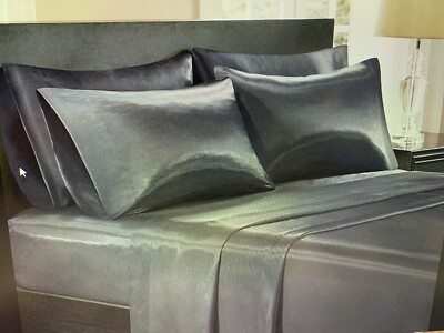 Madison Park Essentials Luxury 6pc Satin sheet Set Cal King - Wrinkle Free -image