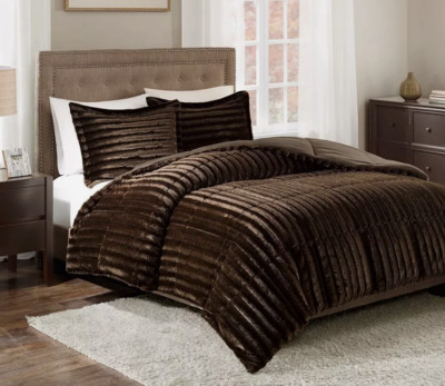 Madison Park 3-PC King Cal King York Brushed Faux Fur Comforter Set Chocolate-image