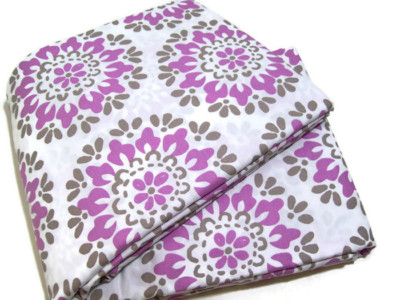 Pottery Barn Teen Medallion Purple Brown Organic Cotton Full Queen Duvet Cover-image