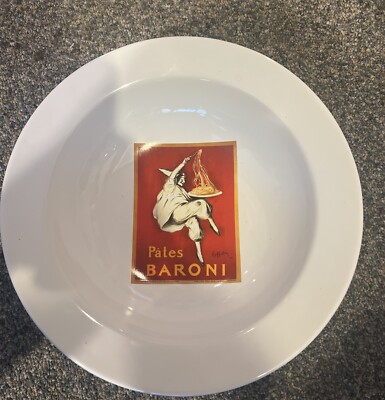Pottery Barn LARGE Pasta Bowl ~Vintage Posters ~Pates Baroni~ 13.25