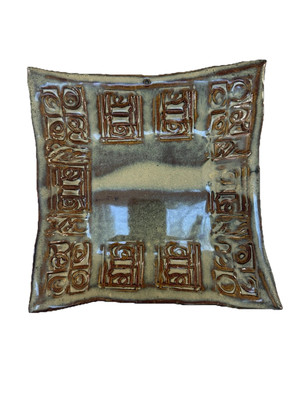 Studio Pottery M C & Jim Jerkins Glazed 9”  Square Plate  -image