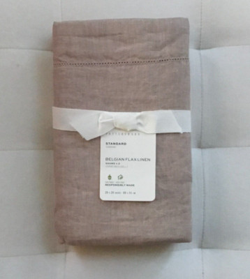 Pottery Barn BELGIAN FLAX LINEN Standard Shams ~Set of Two~ Smoky Quartz NWT-image