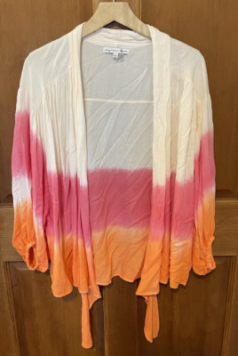Young Fabulous & Broke Ombre Dip Dye Asymmetric Open Cardigan Womens Large L-image