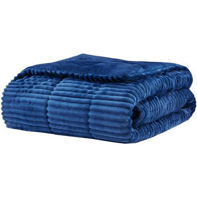 Madison Park Parker Luxury Corduroy Plush Down Alternative Throw Blue 60