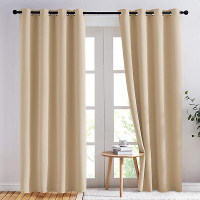 Biscotti Beige Blackout Curtains 84 Inches Long for Bedroom - Thermal Insulated -image