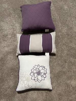 Set of Three Decorative Pillows Madison Park Amaryllis Purple Floral Set-image