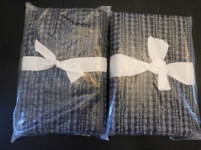NEW Pottery Barn Honeycomb Cotton Standard Shams Set of 2 MIDNIGHT BLUE-image