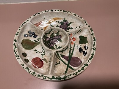 Gail Pittman Italian Large  15” W 5” T Serving Dish 4 Compartment Signed-image