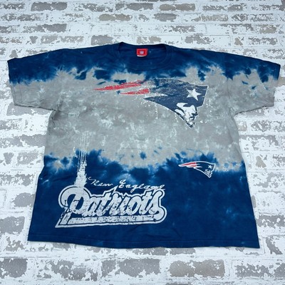 Vintage New England Patriots Shirt Men XL Blue Gray Tee Dip Tie Dye Retro Brady-image
