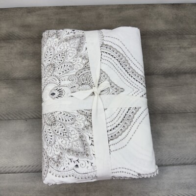 Pottery Barn Gray Sonya Medallion Organic Cotton Duvet Cover Full/Queen NWOT-image