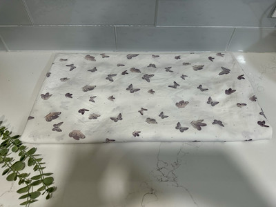 Pottery Barn Kids White Flat Sheet With Butterflies Organic Cotton 100% SZ FULL-image