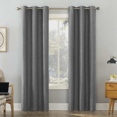 Liam Heathered Strie Thermal Extreme Total Blackout Grommet Curtain Panel, 40...-image