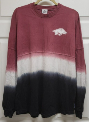 SEC Arkansas Razorbacks Woo Pig Ombre Long Sleeve Dip Dyed Spirit Jersey Lg READ-image