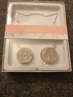 Nanette Lepore Cat Ear Shaped On-Ear Stereo Headphone Druzy Crystals Rose Gold-image