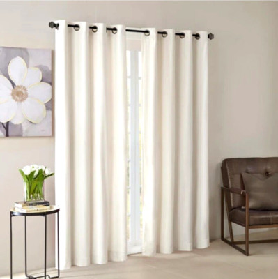 1pc Madison Park Monroe Solid Velvet Window Panel - Ivory - 50 X 84 New-image