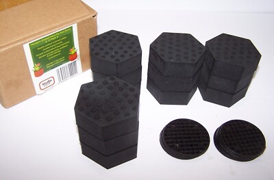 12 Pack of Rubber Hexagon Shaped Plant Stand Elevators w/Mesh Mats-image