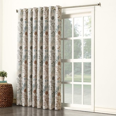 Sun Zero Kara Floral Print Energy Efficient Grommet Sliding Patio Door Curtain-image