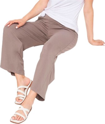 AnyBody Cozy Knit Luxe Dip Dyed Wide Leg Pant, Smokey Taupe X-Large A398648-image