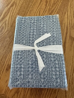 Pottery Barn Honeycomb Waffle Weave Cotton Sham Standard Chambray Blue New-image