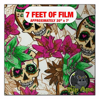 Hydrographic film Large Sugar Skulls hydro dipping 7' x 20