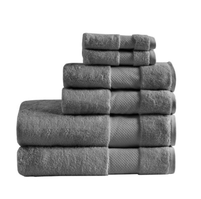 Madison Park Signature Turkish Cotton 6pc Bath Towel Set Oversized Charcoal-image
