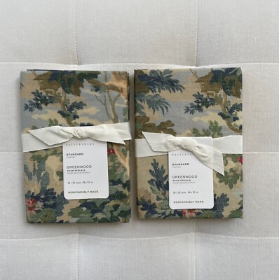 Pottery Barn GREENWOOD Percale Standard Shams ~Set of Two~ Multicolor NWT-image