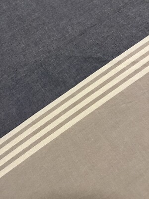 Pottery Barn Duvet Cover TWIN Beachstone Stripe Blue Gray Cream Reversible-image