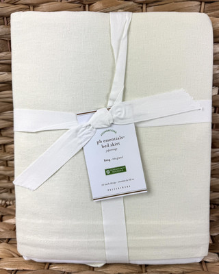 Pottery Barn Essentials Bed Skirt - IVORY KING 14 Inch Drop NEW-image